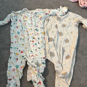 Set of 2 - 0-3 month Magnetic Me footie pajamas. Various patterns.